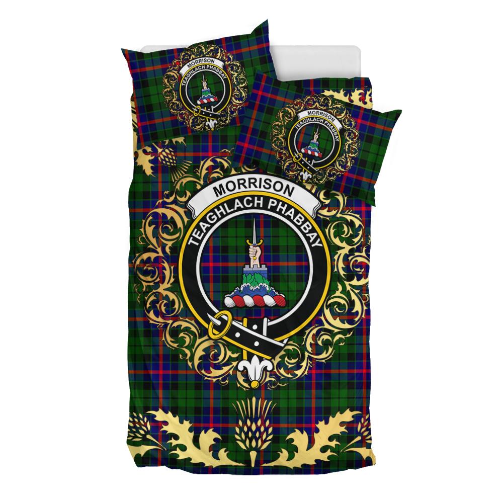 Morrison Modern Tartan Crest Bedding Set - Golden Thistle Style
