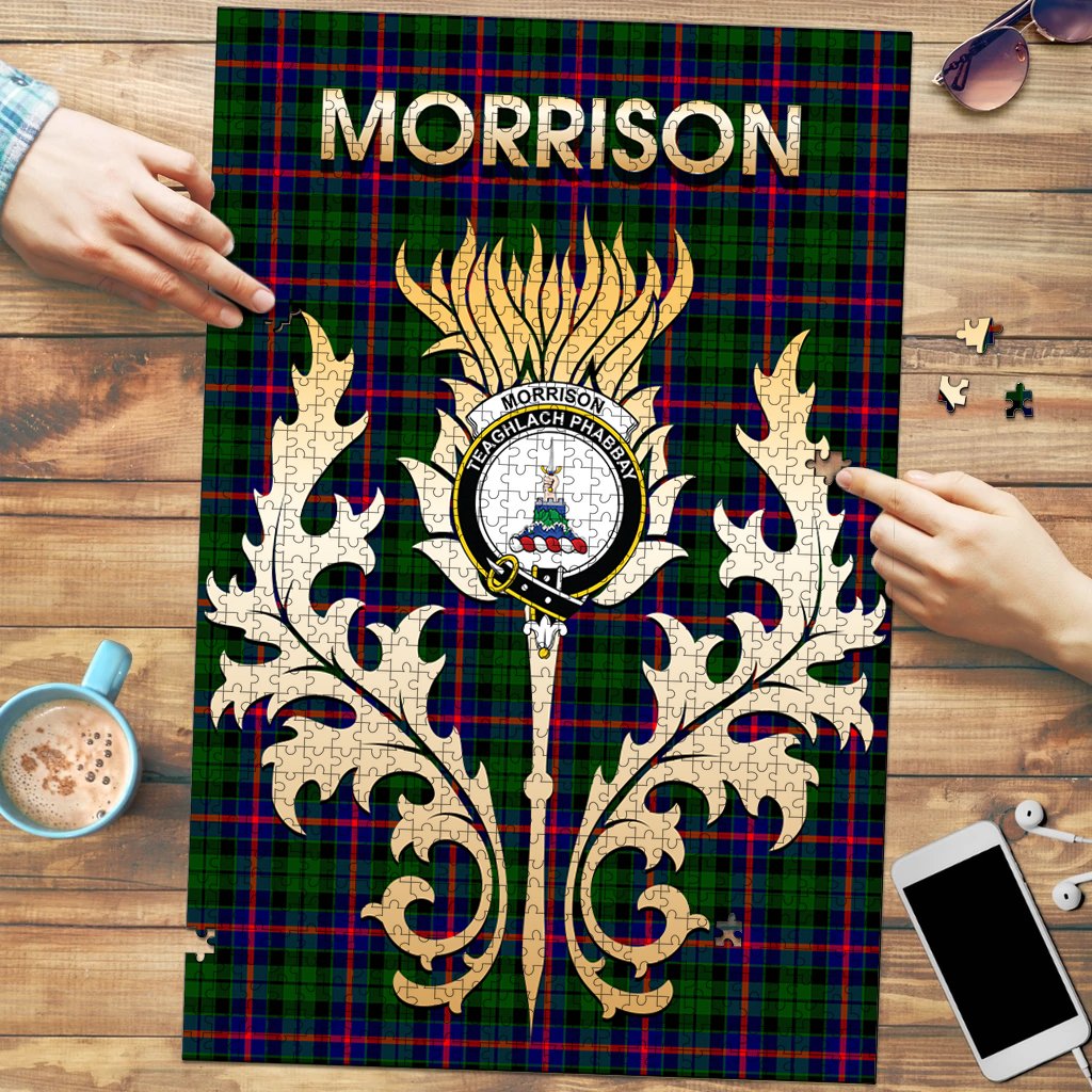 Morrison Modern Tartan Crest Thistle Jigsaw Puzzles