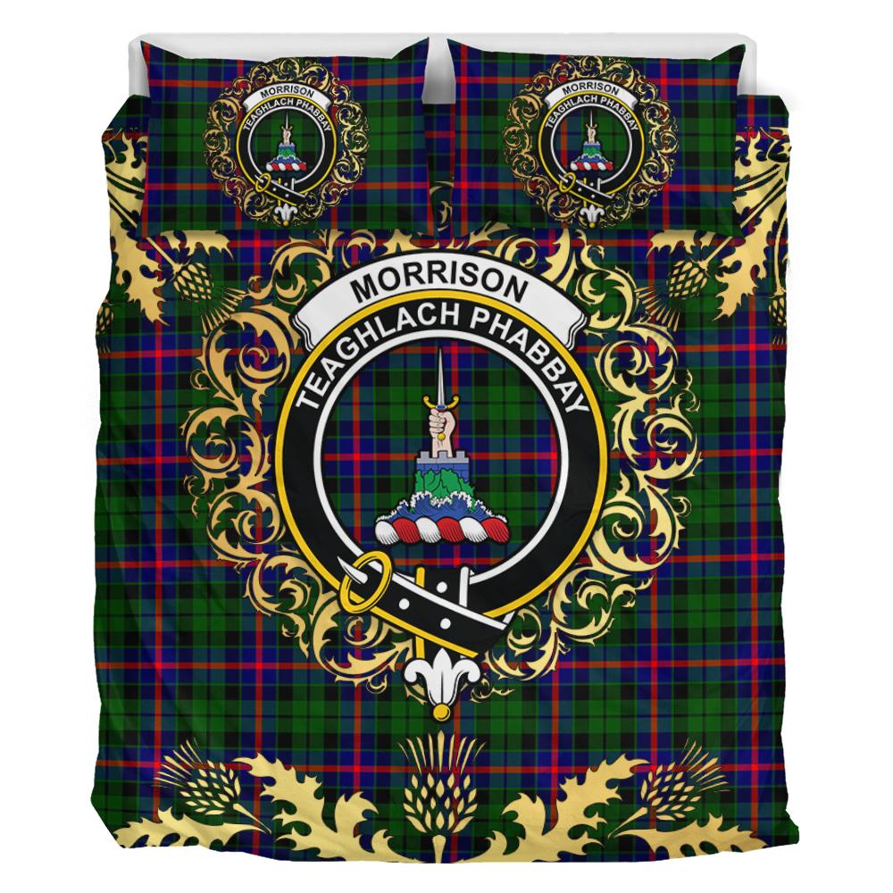 Morrison Modern Tartan Crest Bedding Set - Golden Thistle Style