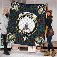 Morrison Modern Tartan Crest Premium Quilt - Gold Thistle Style