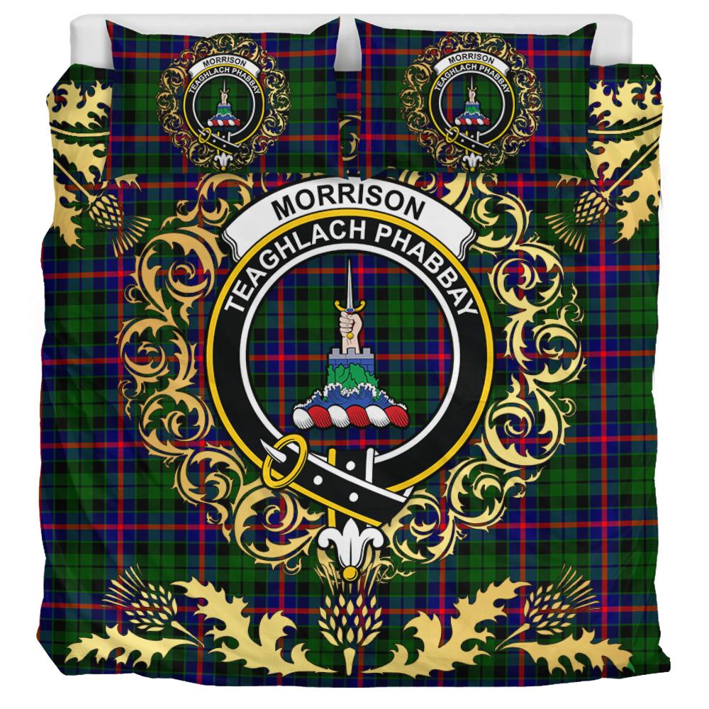 Morrison Modern Tartan Crest Bedding Set - Golden Thistle Style