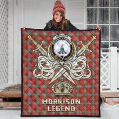 Morrison Red Ancient Tartan Crest Legend Gold Royal Premium Quilt