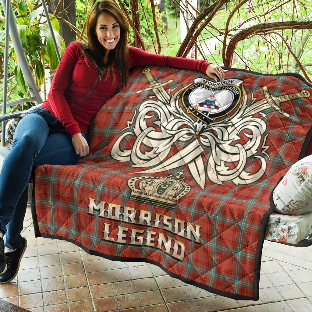 Morrison Red Ancient Tartan Crest Legend Gold Royal Premium Quilt
