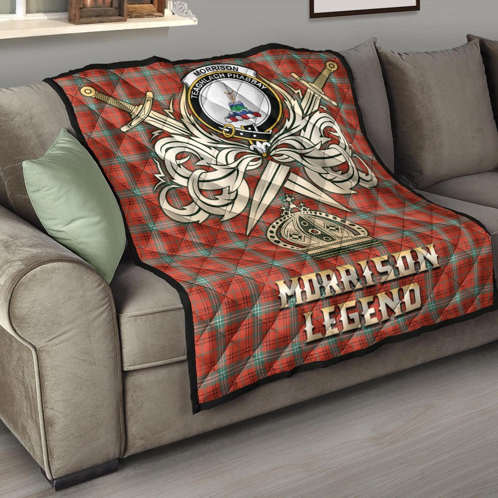 Morrison Red Ancient Tartan Crest Legend Gold Royal Premium Quilt