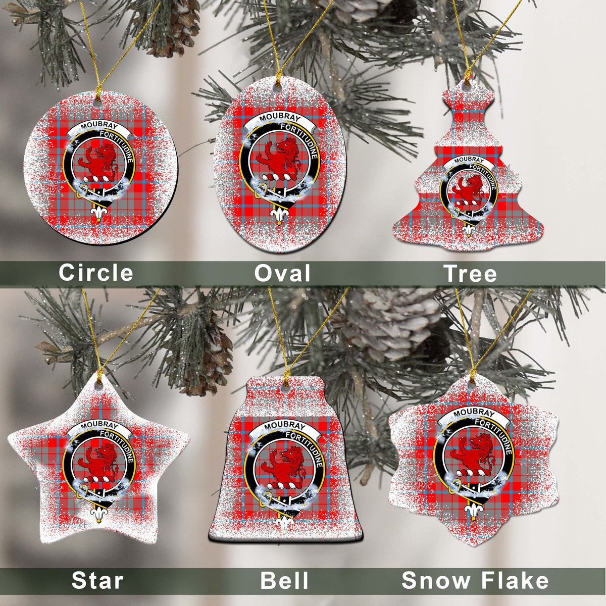 Moubray Tartan Christmas Ceramic Ornament - Snow Style