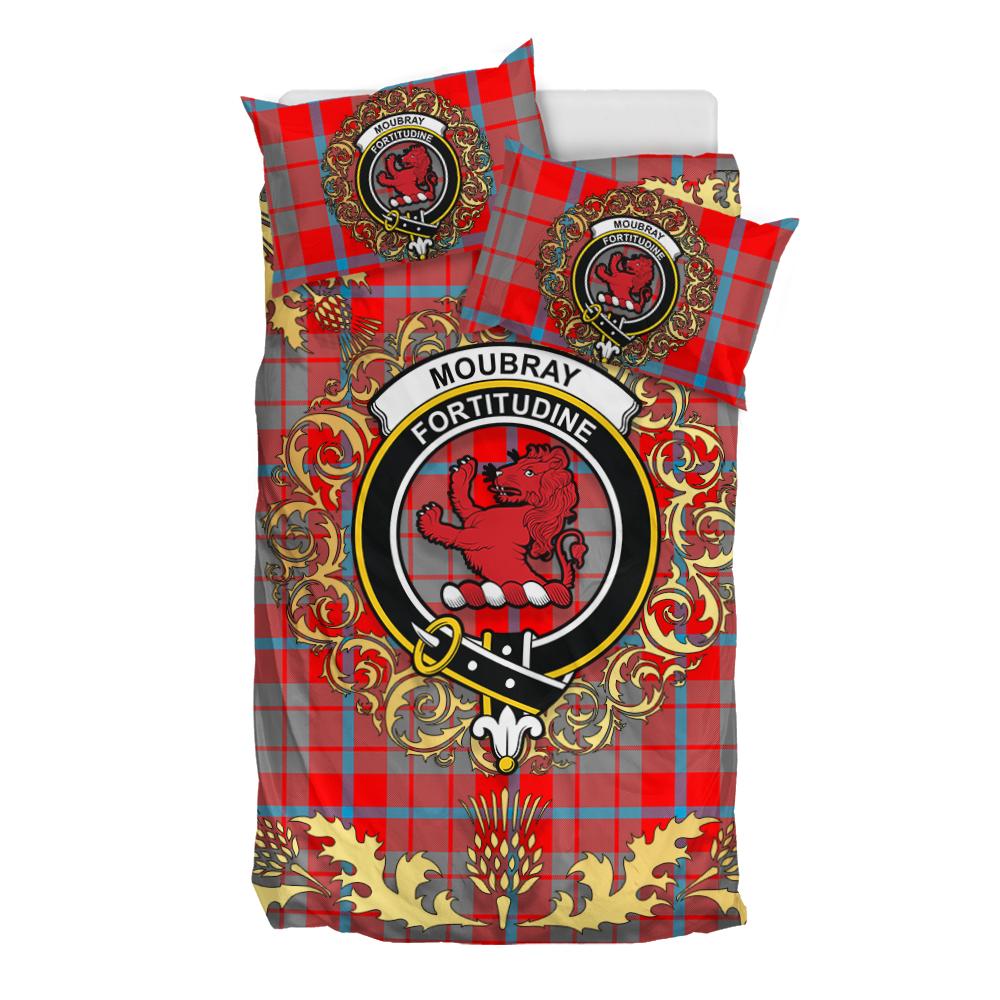 Moubray Tartan Crest Bedding Set - Golden Thistle Style