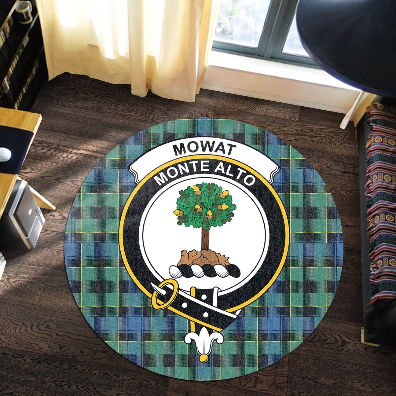 Mowat Tartan Crest Round Rug