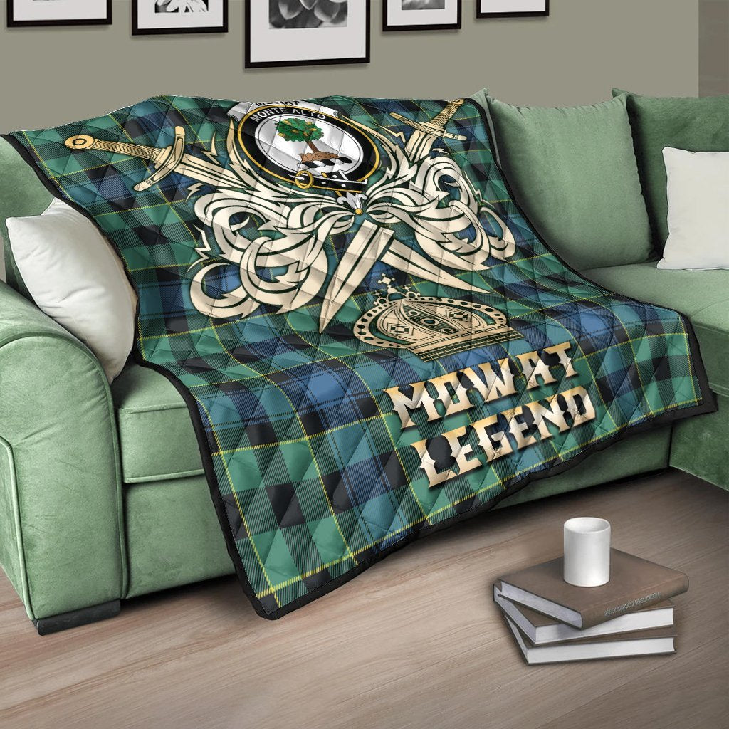 Mowat Tartan Crest Legend Gold Royal Premium Quilt