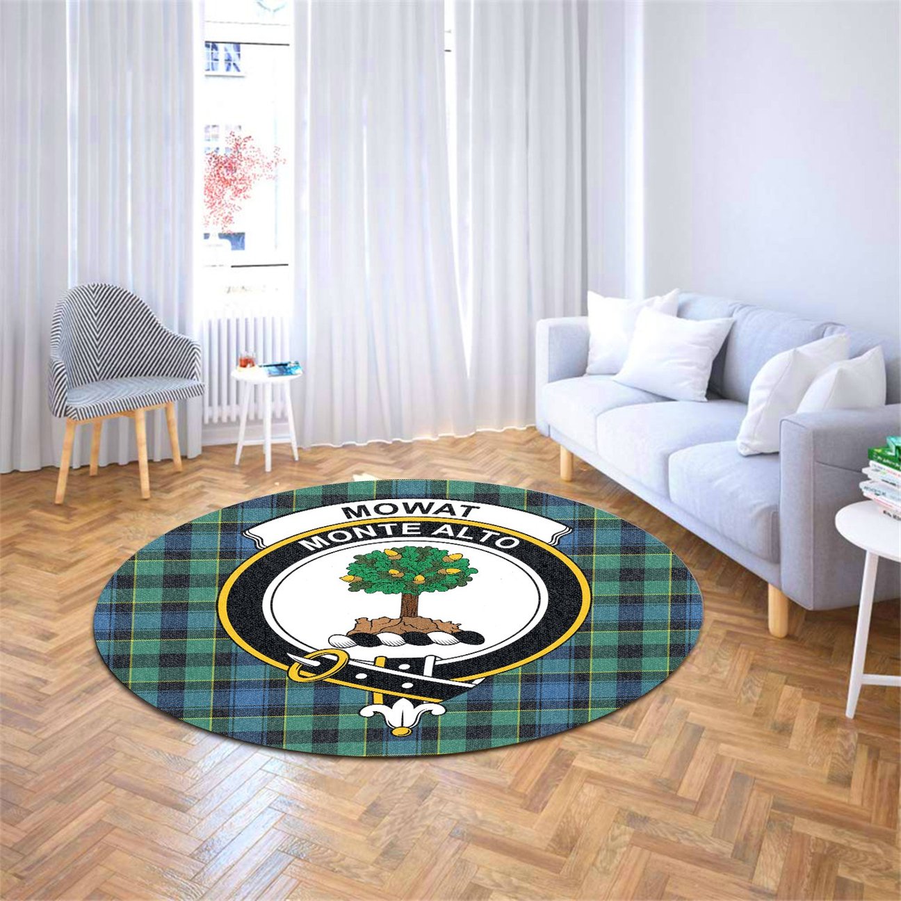 Mowat Tartan Crest Round Rug