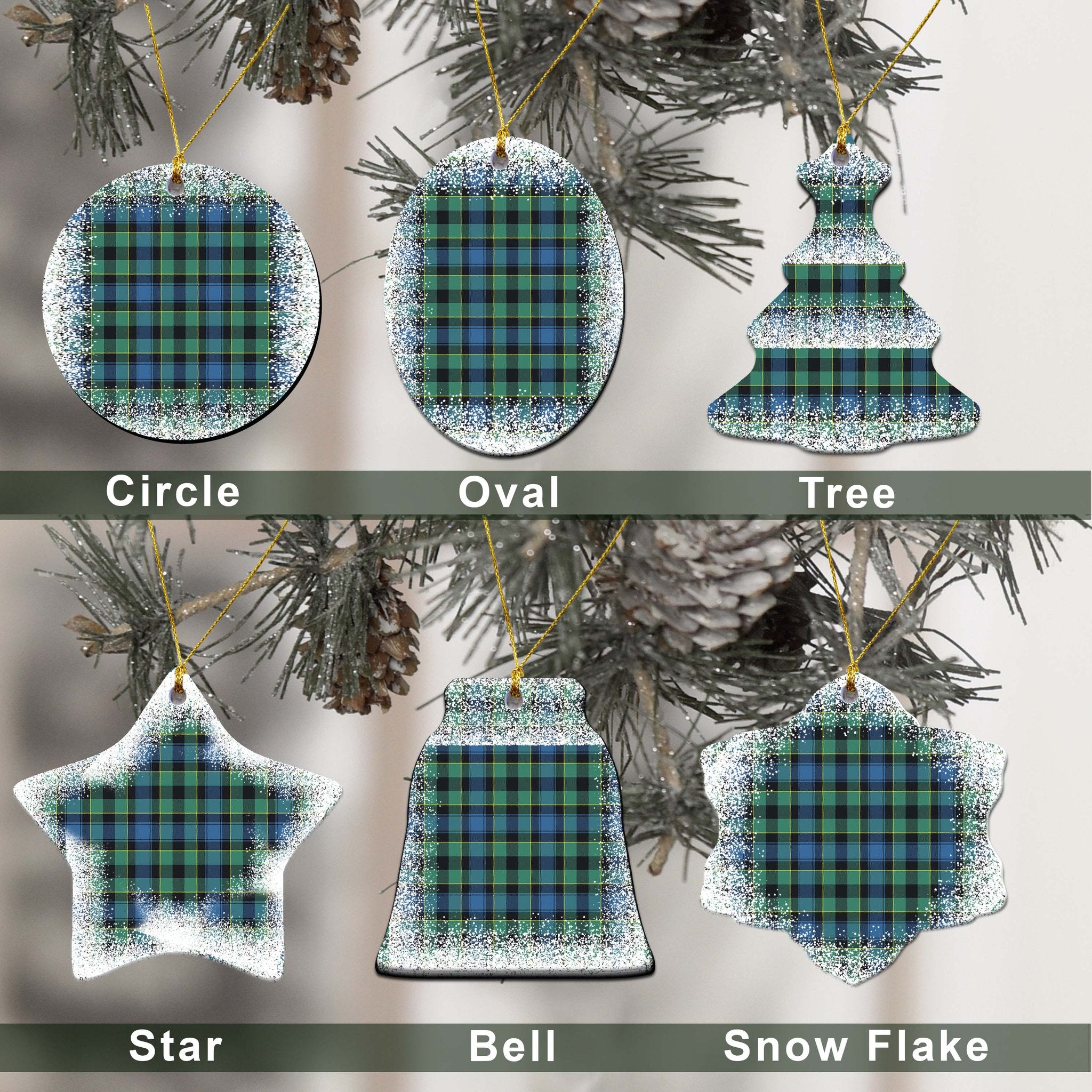 Mowat (of Inglistoun) Tartan Christmas Ceramic Ornament - Snow Style