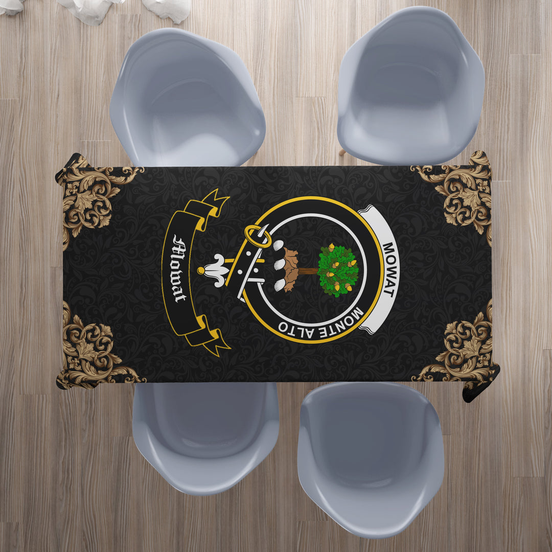 Mowat (of Inglistoun) Crest Tablecloth - Black Style