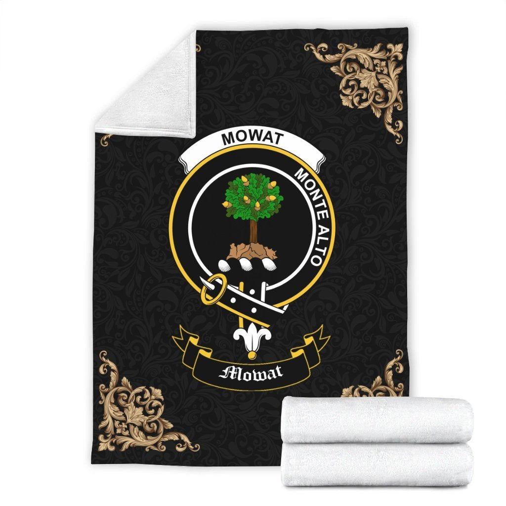 Mowat (of Inglistoun) Crest Tartan Premium Blanket Black