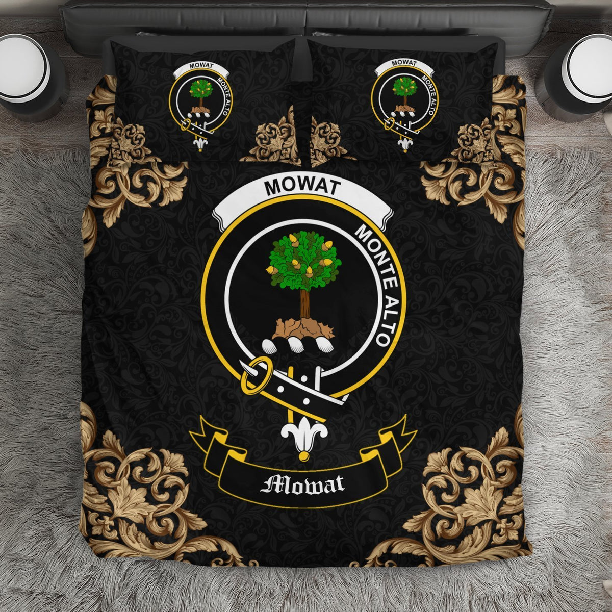 Mowat (of Inglistoun) Crest Black Bedding Set
