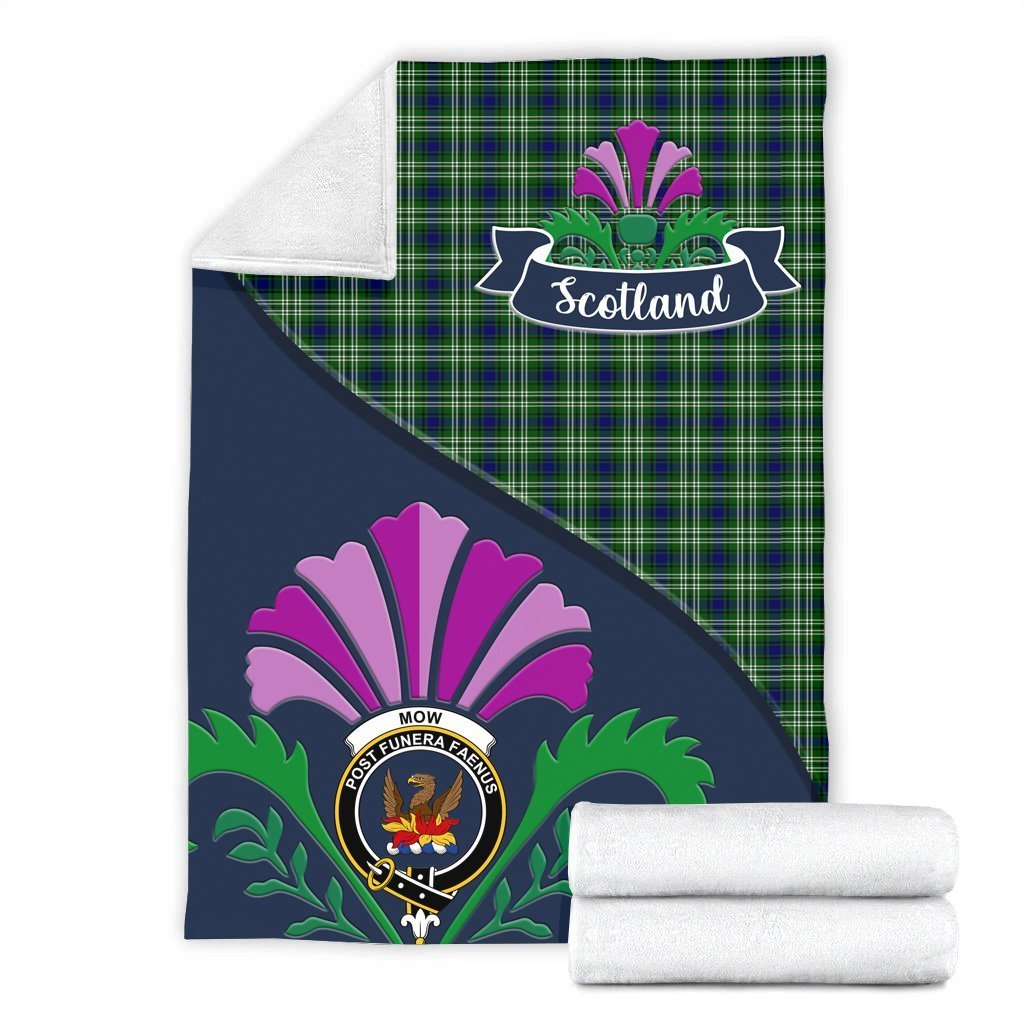 Mowat (of Inglistoun) Tartan Crest Premium Blanket - Thistle Style