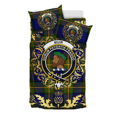 Muir Tartan Crest Bedding Set - Golden Thistle Style