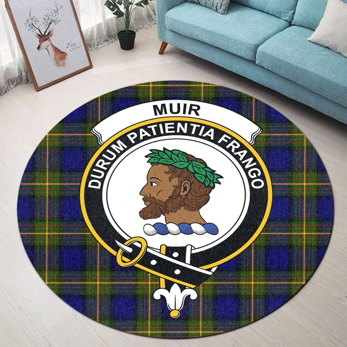 Muir Tartan Crest Round Rug