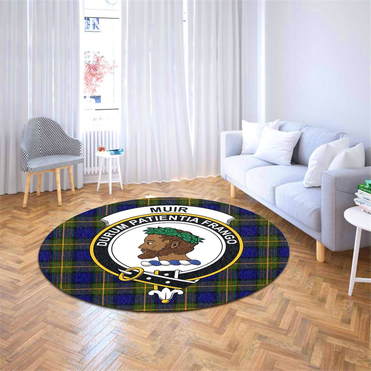 Muir Tartan Crest Round Rug