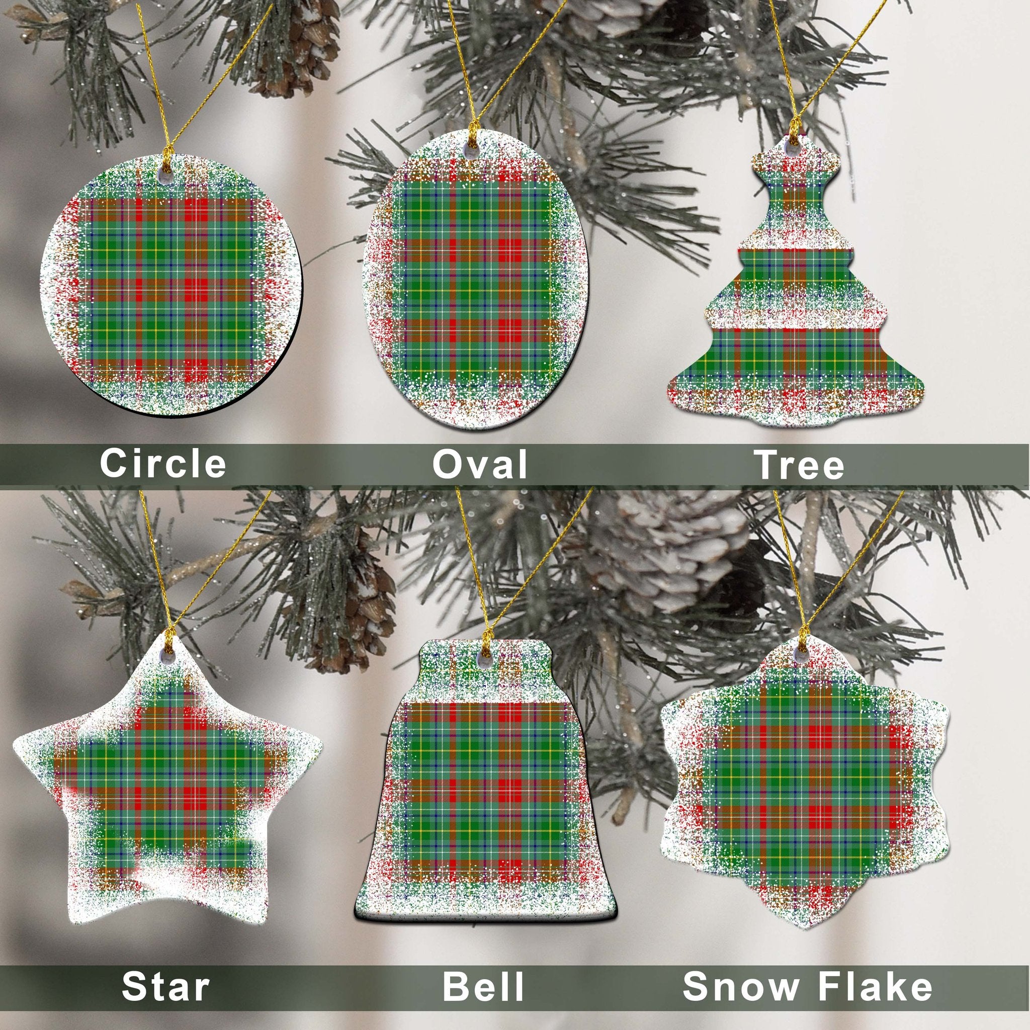 Muirhead Tartan Christmas Ceramic Ornament - Snow Style