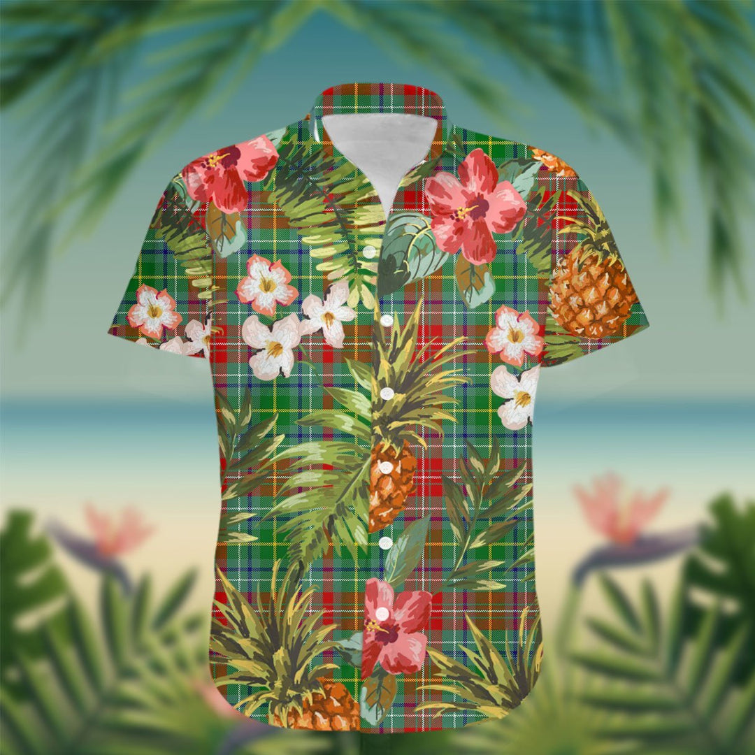 Muirhead Tartan Hawaiian Shirt Hibiscus, Coconut, Parrot, Pineapple - Tropical Garden Shirt