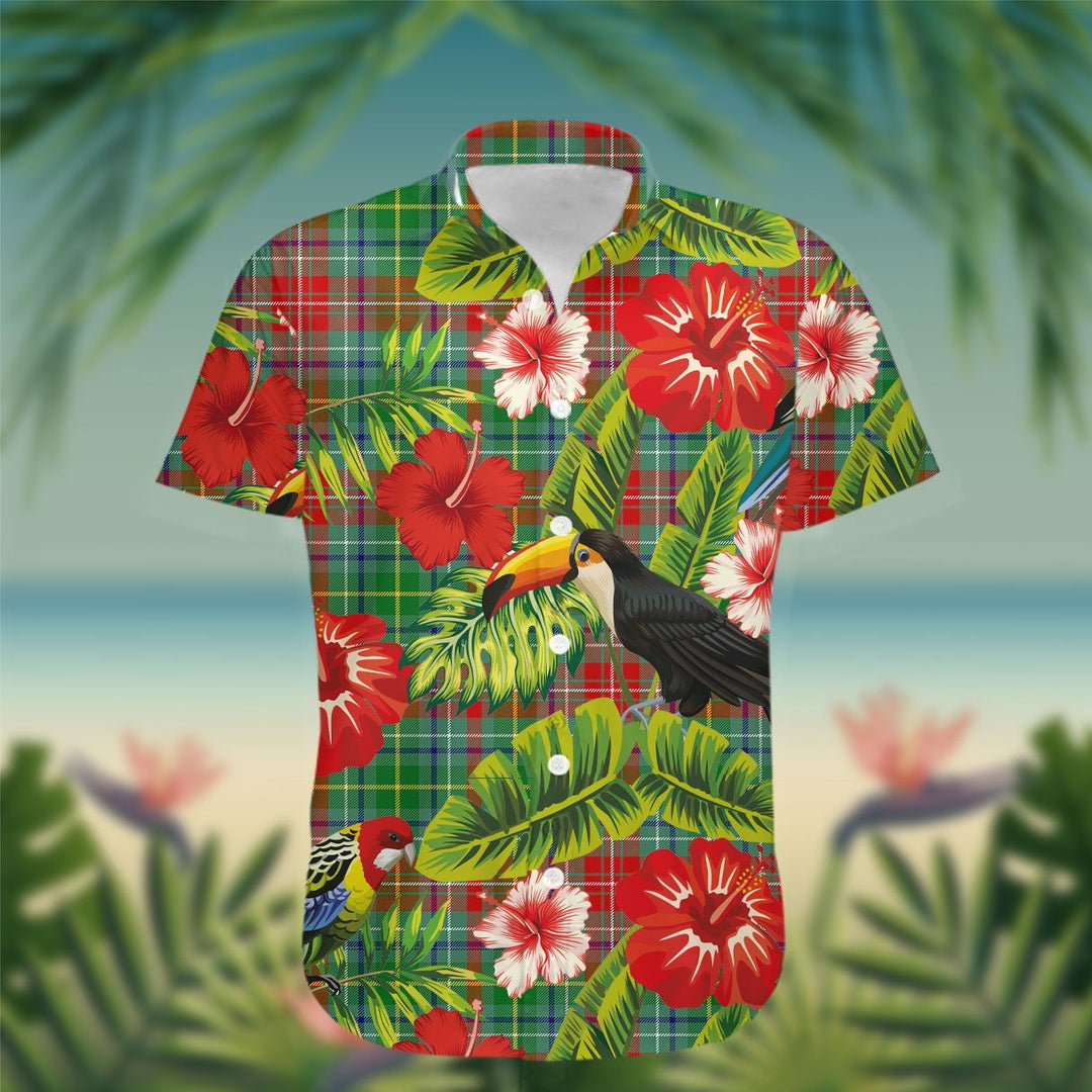 Muirhead Tartan Hawaiian Shirt Hibiscus, Coconut, Parrot, Pineapple - Tropical Garden Shirt