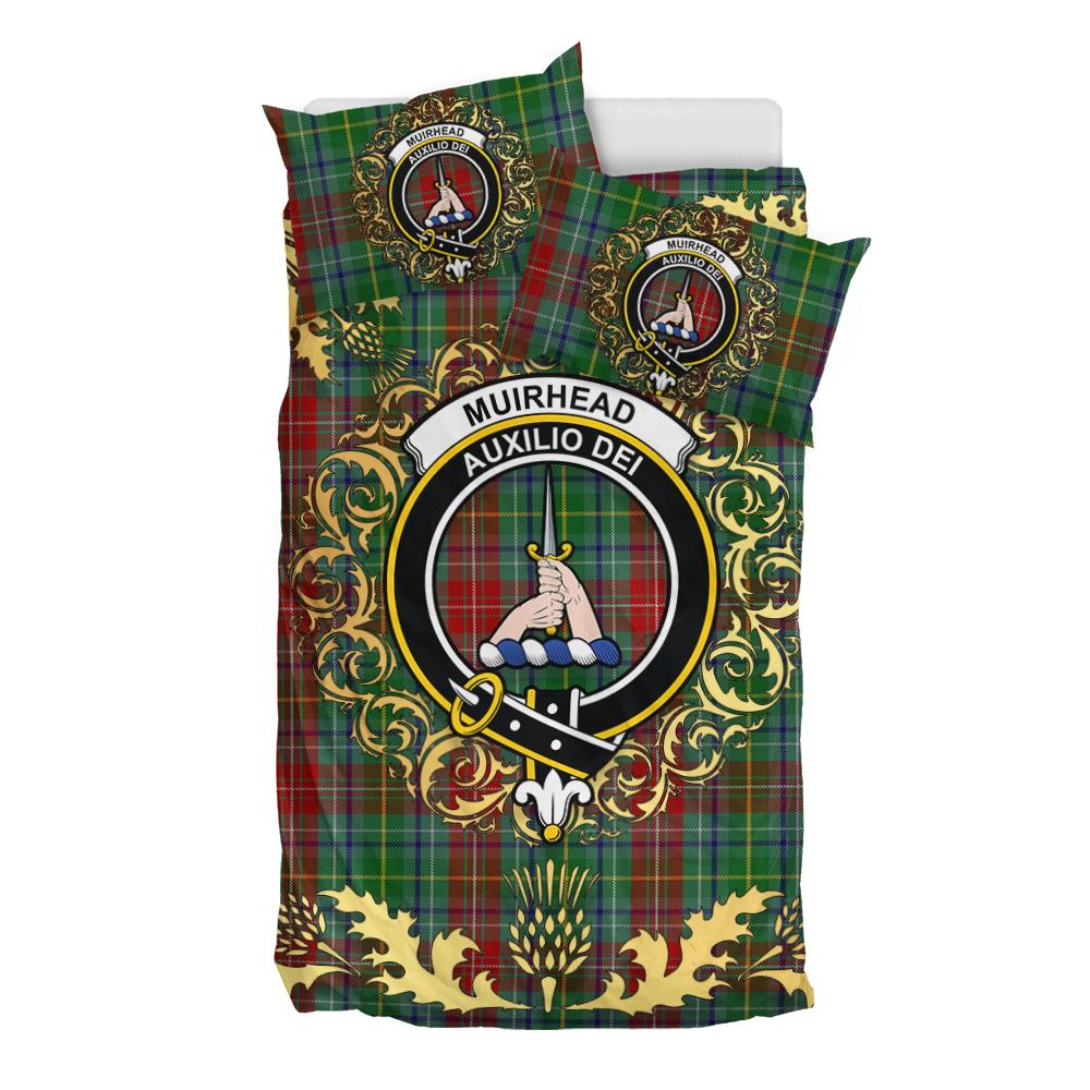 Muirhead 02 Tartan Crest Bedding Set - Golden Thistle Style