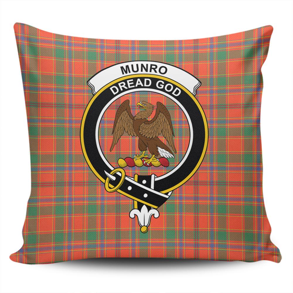 Scottish Munro Ancient Tartan Crest Pillow Cover - Tartan Cushion Cover