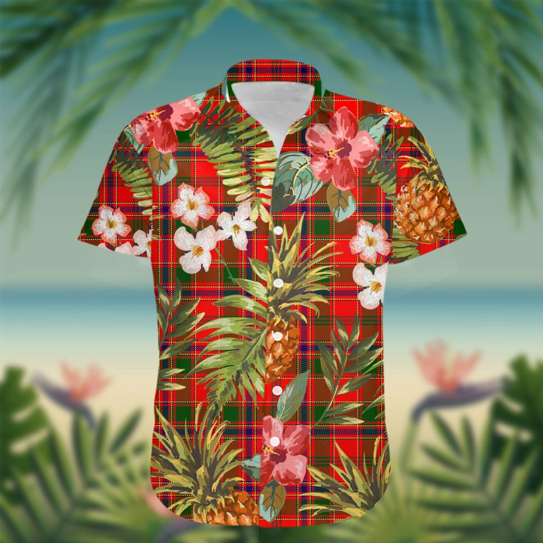 Munro Tartan Hawaiian Shirt Hibiscus, Coconut, Parrot, Pineapple - Tropical Garden Shirt