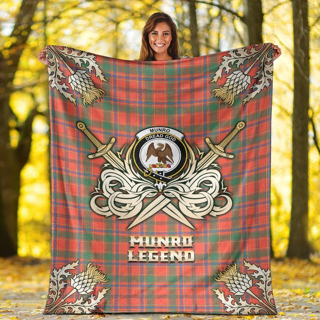 Munro Ancient Tartan Gold Courage Symbol Blanket
