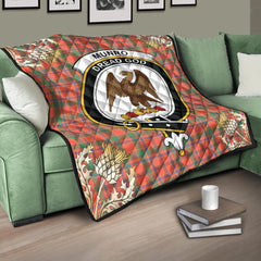 Munro Ancient Tartan Crest Premium Quilt - Gold Thistle Style