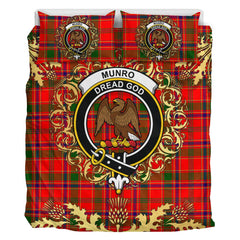 Munro Modern Tartan Crest Bedding Set - Golden Thistle Style