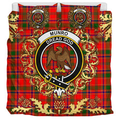 Munro Modern Tartan Crest Bedding Set - Golden Thistle Style