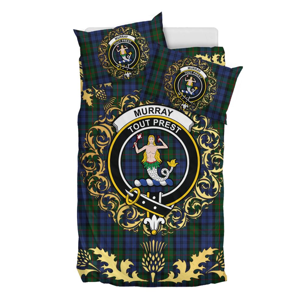 Murray 02 Tartan Crest Bedding Set - Golden Thistle Style