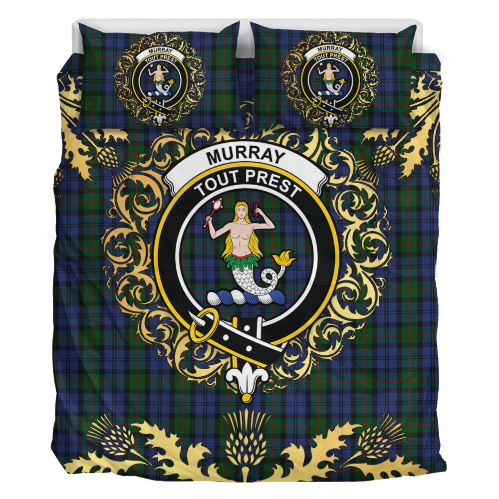 Murray 02 Tartan Crest Bedding Set - Golden Thistle Style