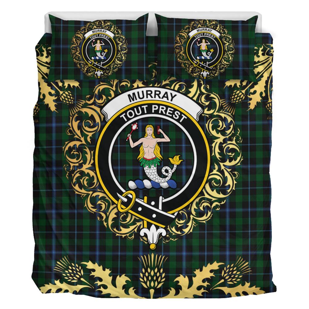 Murray 04 Tartan Crest Bedding Set - Golden Thistle Style