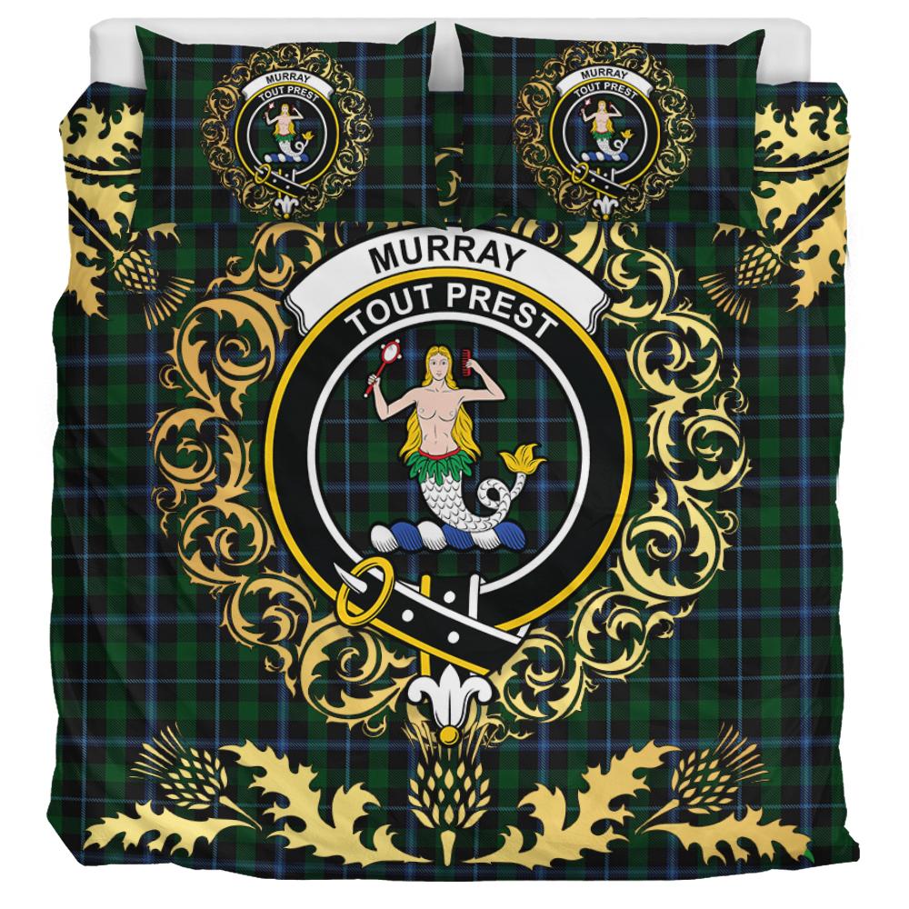 Murray 04 Tartan Crest Bedding Set - Golden Thistle Style