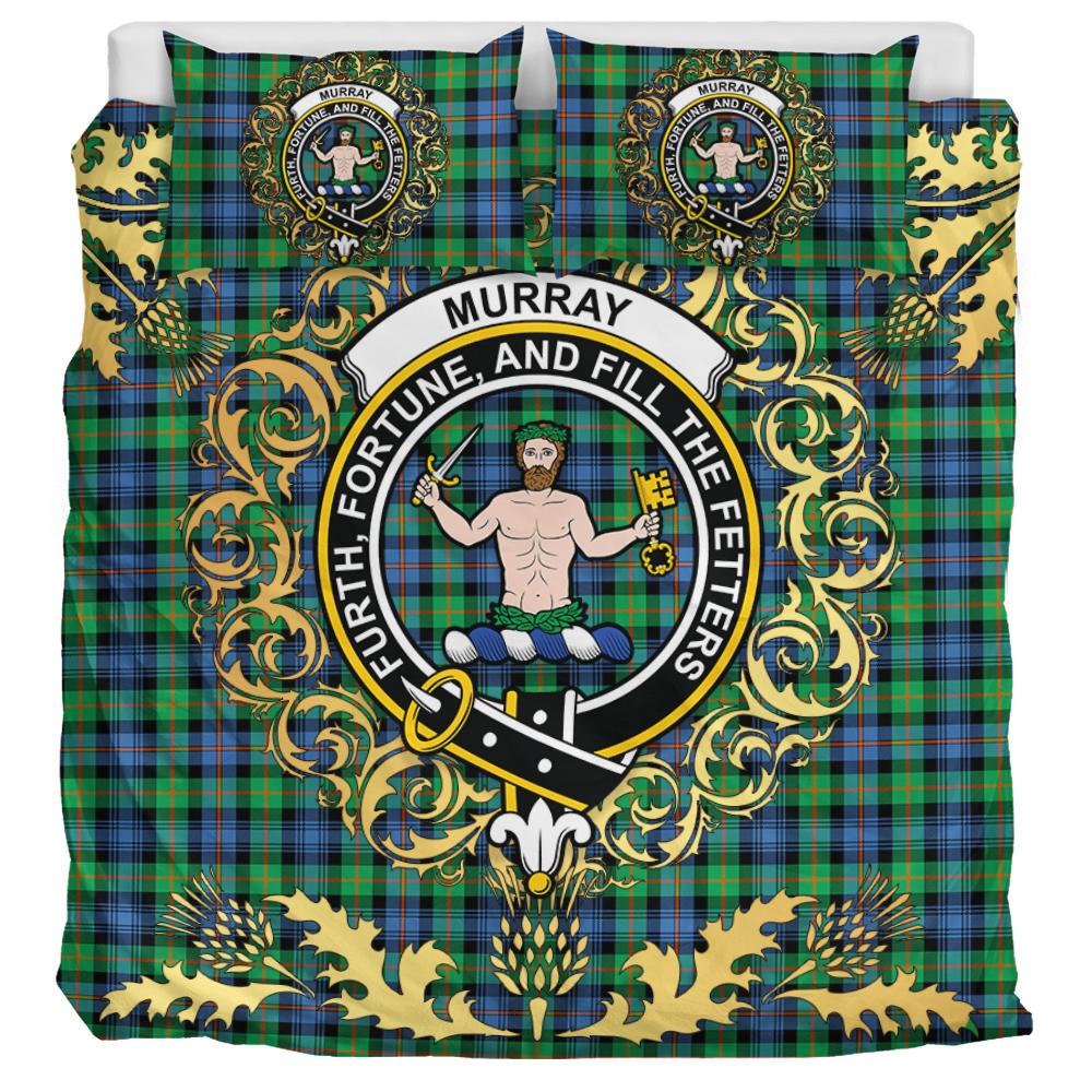 Murray of Atholl Ancient Tartan Crest Bedding Set - Golden Thistle Style