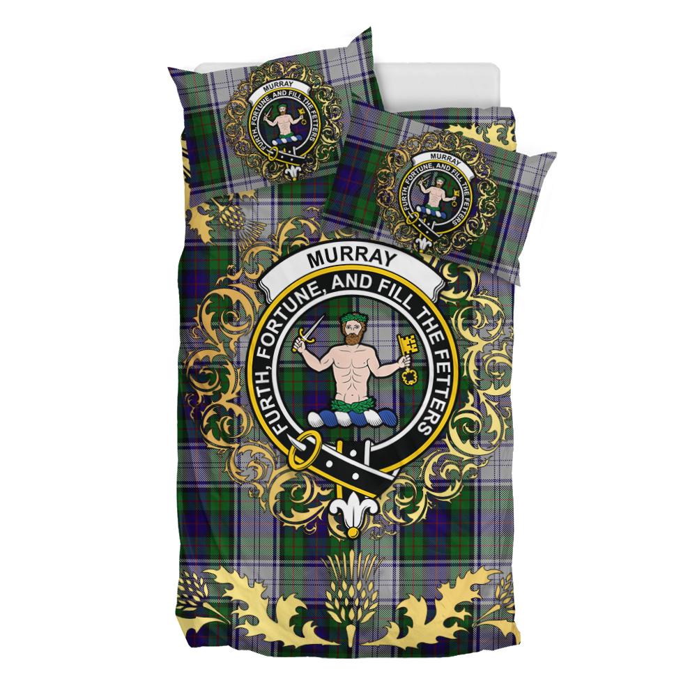 Murray of Atholl Dress Tartan Crest Bedding Set - Golden Thistle Style