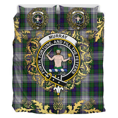 Murray of Atholl Dress Tartan Crest Bedding Set - Golden Thistle Style