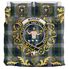 Murray of Atholl Dress Tartan Crest Bedding Set - Golden Thistle Style