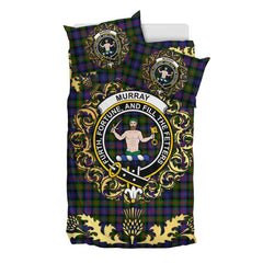 Murray of Atholl Modern Tartan Crest Bedding Set - Golden Thistle Style