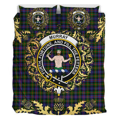 Murray of Atholl Modern Tartan Crest Bedding Set - Golden Thistle Style