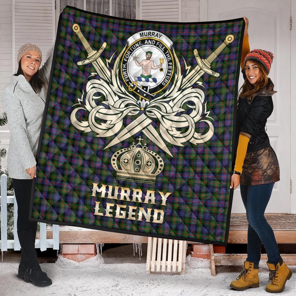 Murray of Atholl Modern Tartan Crest Legend Gold Royal Premium Quilt