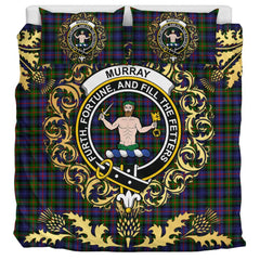 Murray of Atholl Modern Tartan Crest Bedding Set - Golden Thistle Style