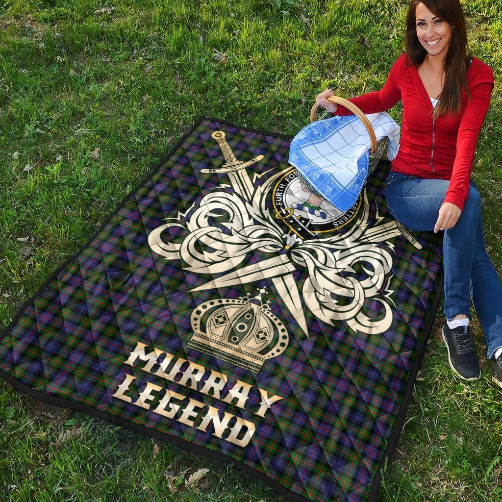 Murray of Atholl Modern Tartan Crest Legend Gold Royal Premium Quilt