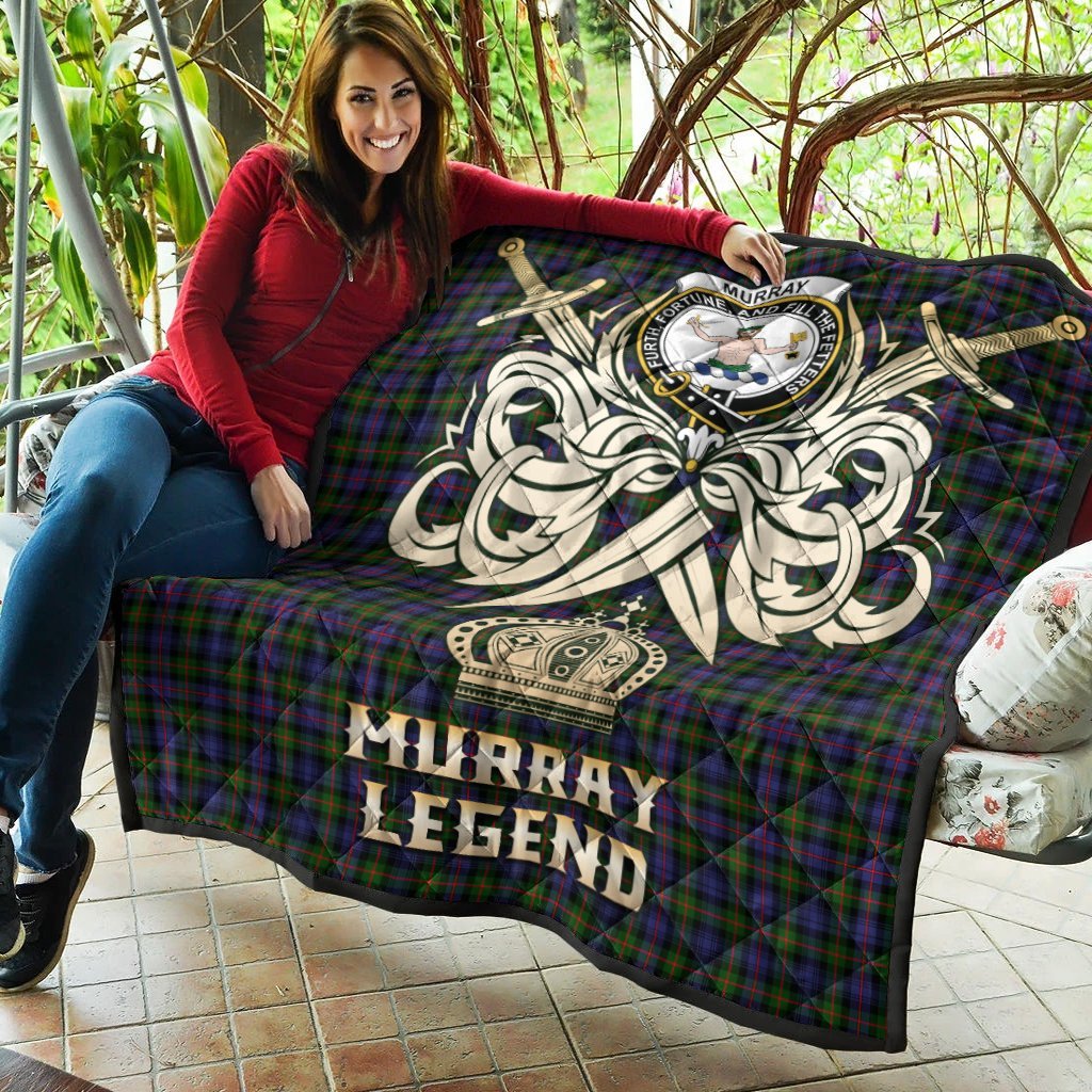 Murray of Atholl Modern Tartan Crest Legend Gold Royal Premium Quilt