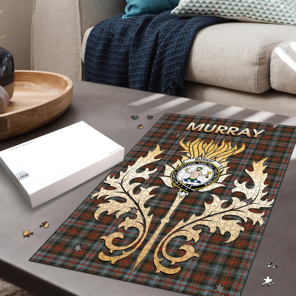 Murray of Atholl Weathered  Tartan Crest Thistle Jigsaw Puzzles
