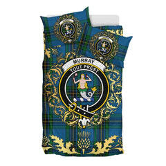 Murray of Elibank Tartan Crest Bedding Set - Golden Thistle Style