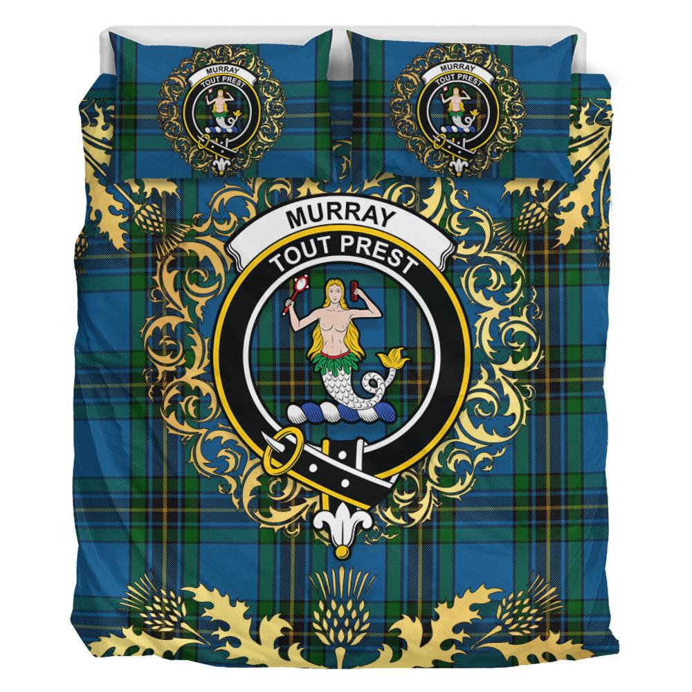 Murray of Elibank Tartan Crest Bedding Set - Golden Thistle Style