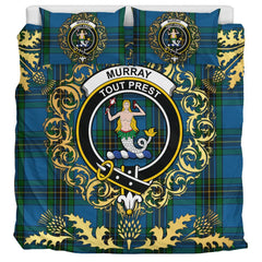 Murray of Elibank Tartan Crest Bedding Set - Golden Thistle Style