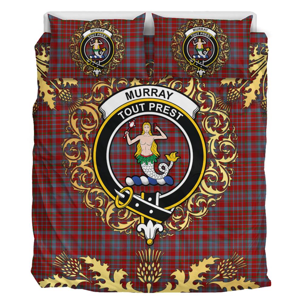 Murray of Polmaise Tartan Crest Bedding Set - Golden Thistle Style